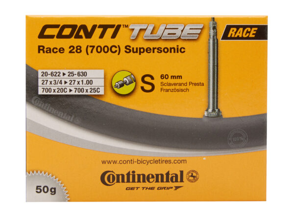 Køb Continental Race 28 Supersonic - Cykelslange - Str. 700x20-25c - 60 mm racerventil online billigt tilbud rabat cykler cykel