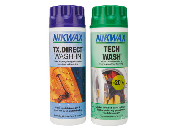 Køb Nikwax Twinpack Tech Wash/TX-Direct - Vask og imprænering til vandtæt beklædning - 2 x 300 online billigt tilbud rabat cykler cykel