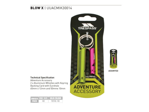 Køb Trespass Blow X - Nøgleringe med alu nødfløjter - Grøn: 65 x12 mm. - Pink: 50 x 10 mm . online billigt tilbud rabat cykler cykel